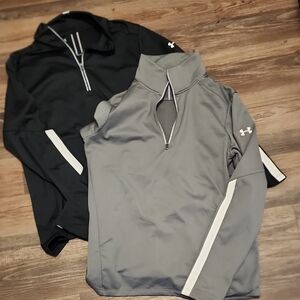Under Armour Black and Gray Quarter-Zip Tops